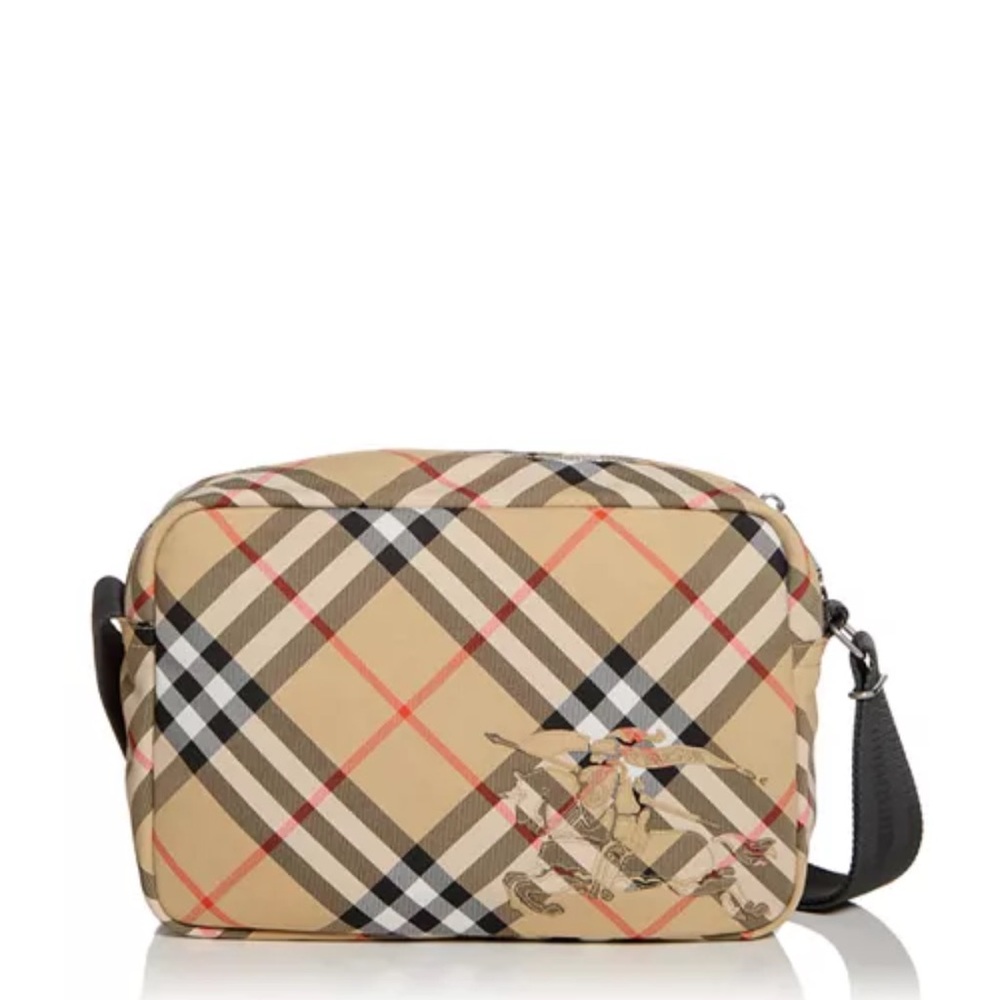 Burberry Tan and Black Plaid Messenger Bag